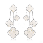 Dream CLOVER EARRINGS WHITE MOP 4 MOTIFS SILVER