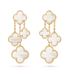 Dream CLOVER EARRINGS WHITE MOP 4 MOTIFS GOLD
