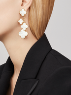 Dream CLOVER EARRINGS WHITE MOP 4 MOTIFS GOLD