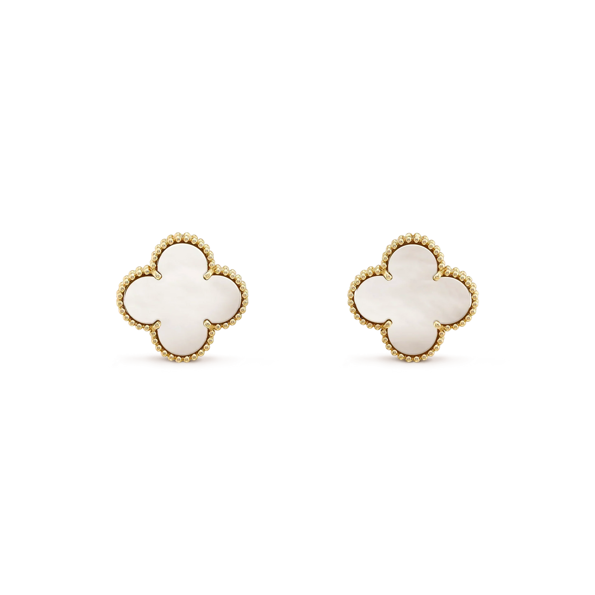 Dream CLOVER MEDIUM 1 MOTIFS  WHITE MOP STUD EARRINGS