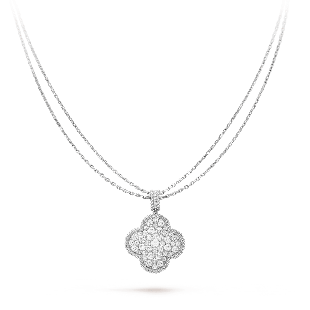Dream CLOVER 25MM SILVER FULL DIAMOND BIG CLOVER NECKLACE