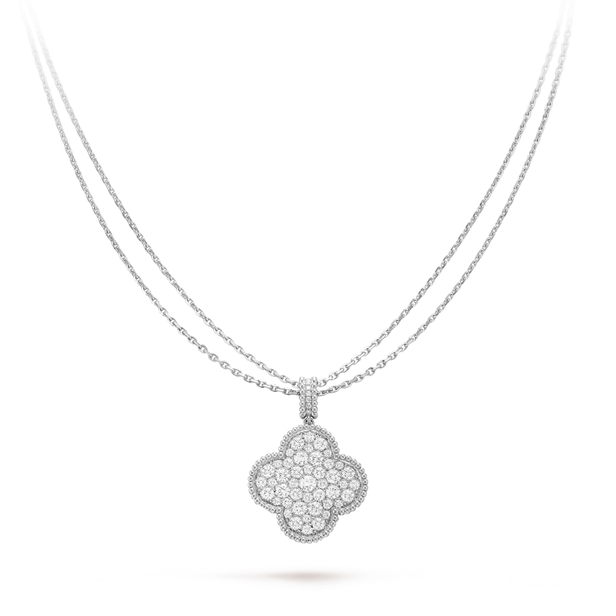 Dream CLOVER 25MM SILBER VOLLDIAMANT GROSSE KLEEBLATT-HALSKETTE