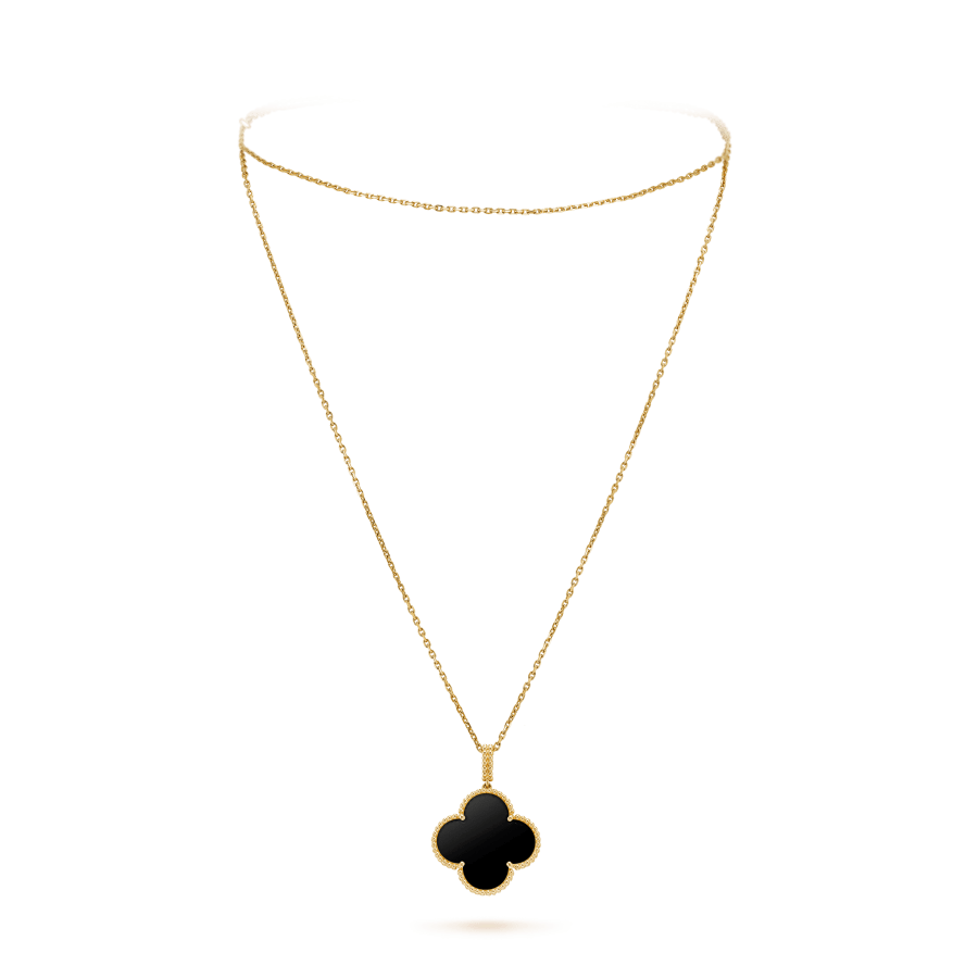 Dream CLOVER 25MM GOLD ONYX BIG CLOVER NECKLACE