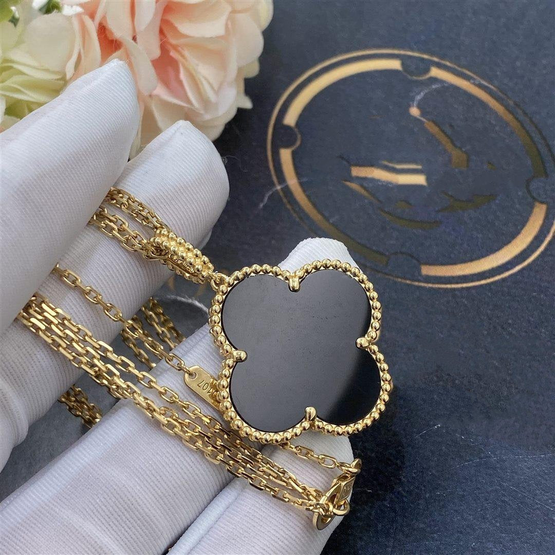 Dream CLOVER 25MM GOLD ONYX BIG CLOVER NECKLACE