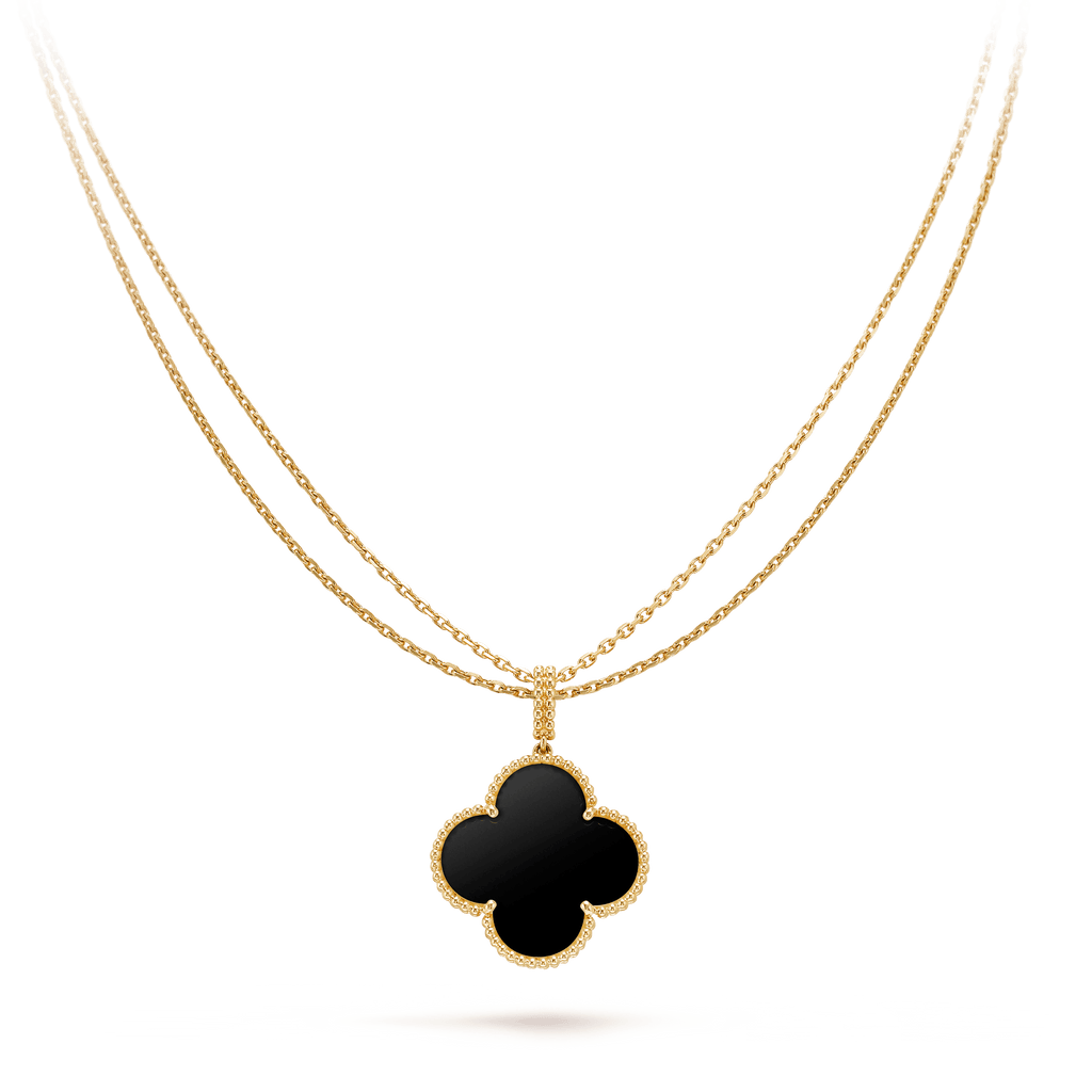 Dream CLOVER 25MM GOLD ONYX BIG CLOVER NECKLACE