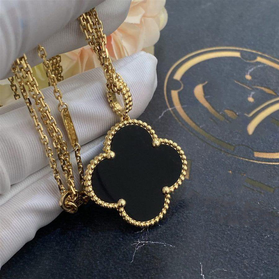 Dream CLOVER 25MM GOLD ONYX BIG CLOVER NECKLACE