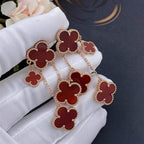 Dream CLOVER EARRINGS CARNELIAN 4 MOTIFS PINK GOLD