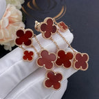 Dream CLOVER EARRINGS CARNELIAN 4 MOTIFS PINK GOLD