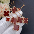Dream CLOVER EARRINGS CARNELIAN 4 MOTIFS PINK GOLD