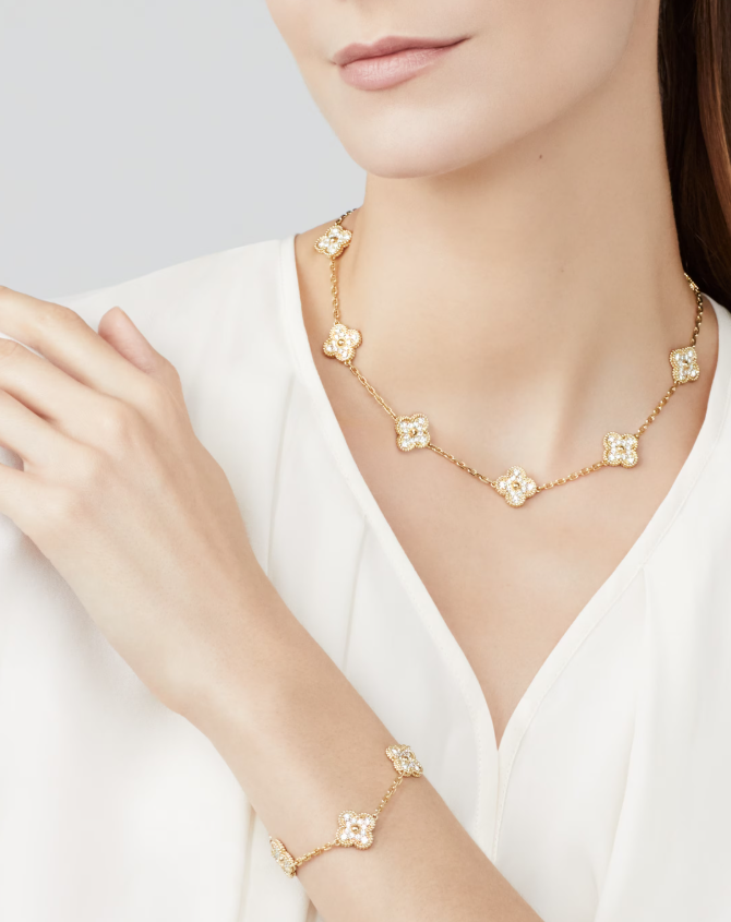 [Dream ]CLOVER 10 MOTIFS FULL DIAMOND NECKLACE