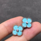 Dream CLOVER 1 DIAMOND BLUE SKY SILVER EARRINGS