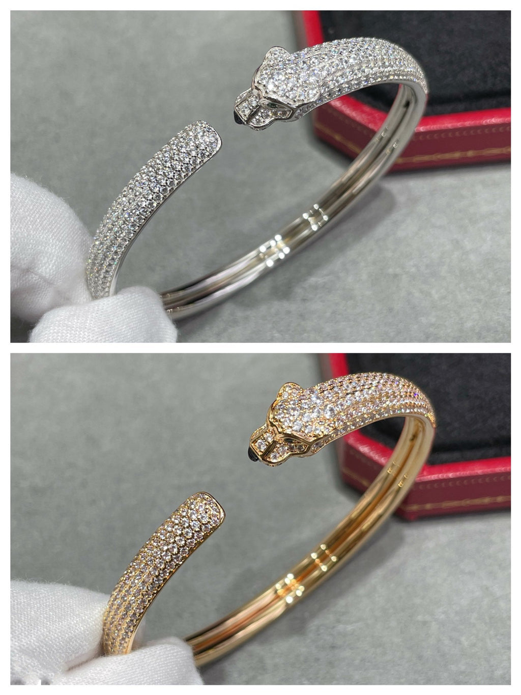 Traumhaftes PANTHÈRE Armband, offen, voll ausgefasst mit Diamanten
