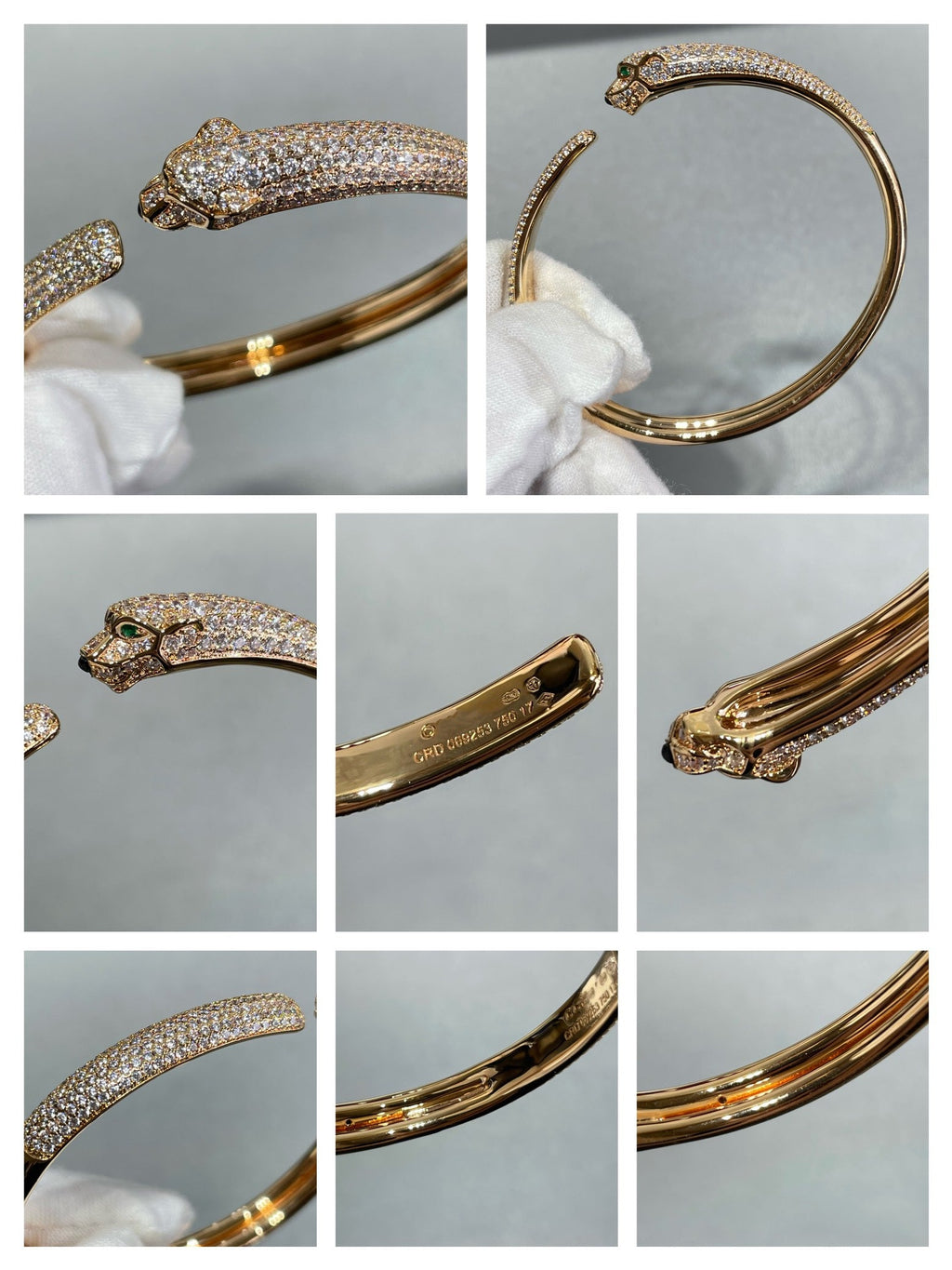 Traumhaftes PANTHÈRE Armband, offen, voll ausgefasst mit Diamanten