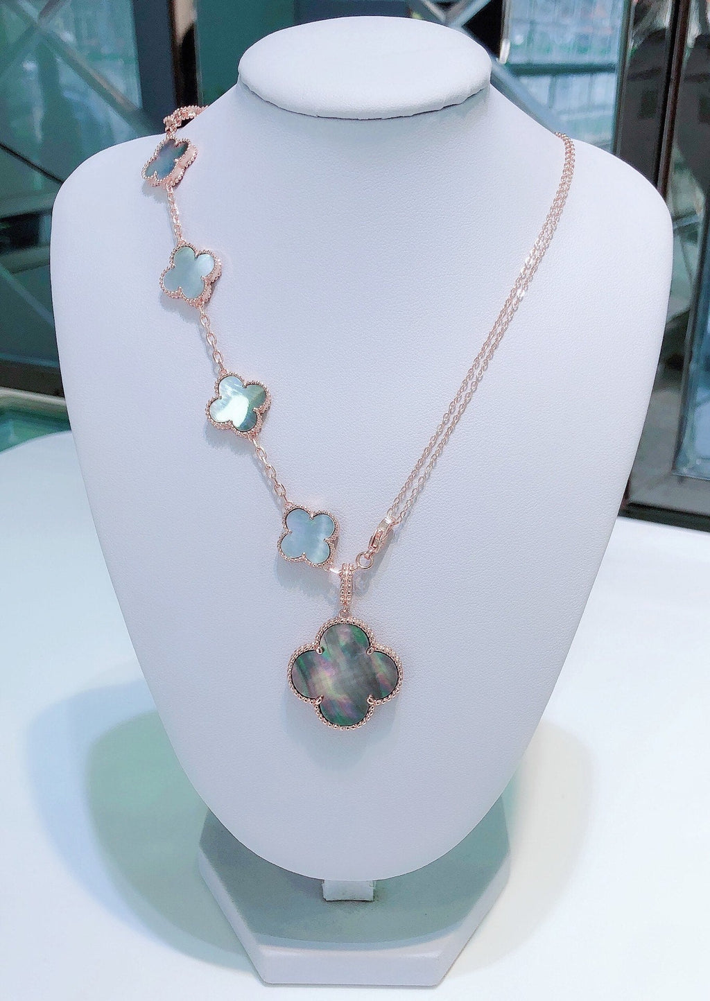 Dream COMBINED BRACELET 5 MOTIFS AND NECKLACE DARK MOP ROSE GOLD