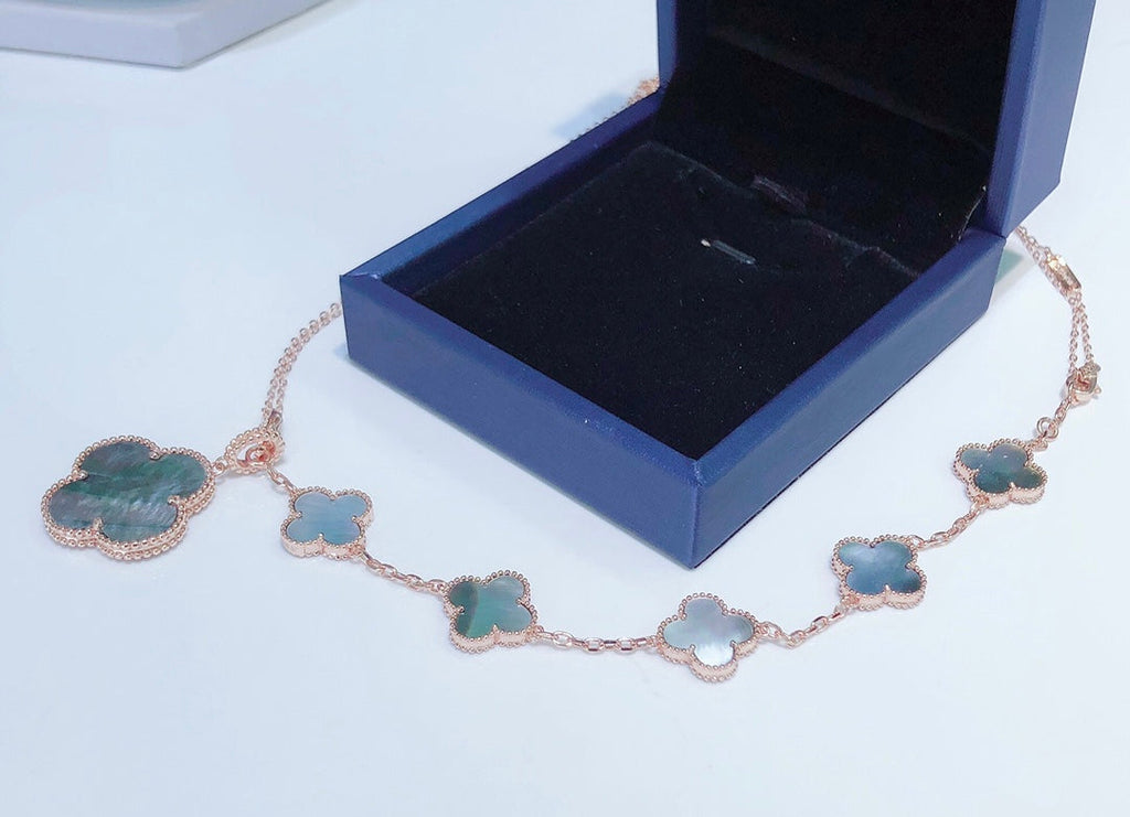 Dream COMBINED BRACELET 5 MOTIFS AND NECKLACE DARK MOP ROSE GOLD