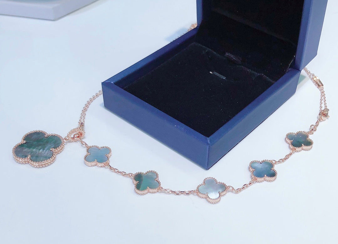 Dream COMBINED BRACELET 5 MOTIFS AND NECKLACE DARK MOP ROSE GOLD