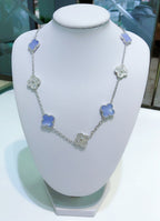 Dream CLOVER 10 MOTIVE CHALCEDON DIAMANTEN SILBERHALSKETTE