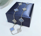 Dream CLOVER 10 MOTIVE CHALCEDON DIAMANTEN SILBERHALSKETTE