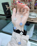 Dream CLOVER 10 MOTIVE CHALCEDON DIAMANTEN SILBERHALSKETTE