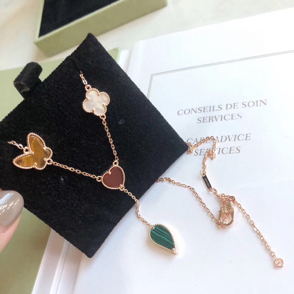 Dream LUCKY SPRING 4 MOTIFS ROSE GOLD NECKLACE