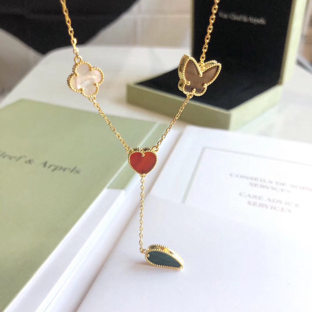 Dream LUCKY SPRING 4 MOTIFS ROSE GOLD NECKLACE
