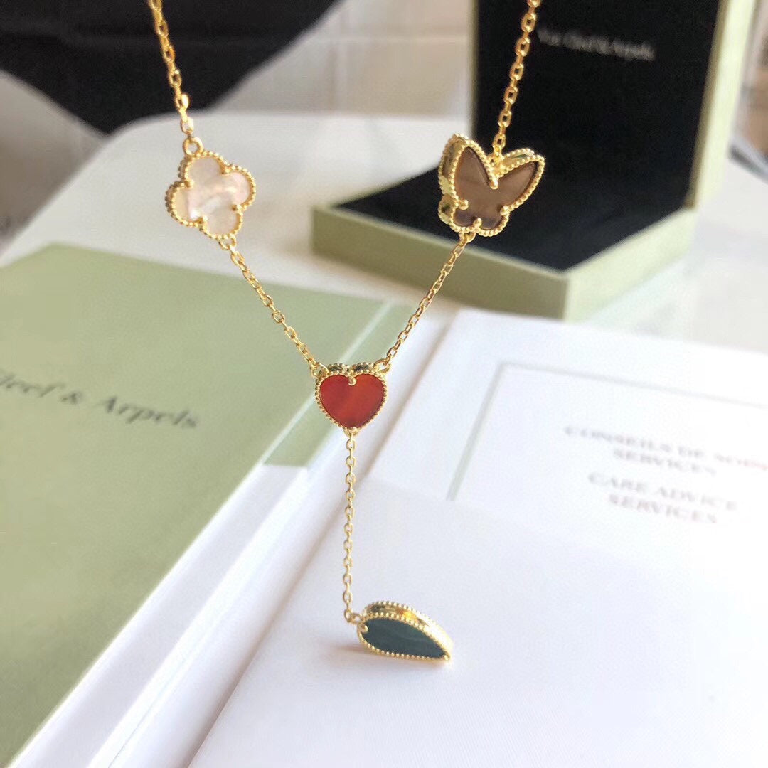 Dream LUCKY SPRING 4 MOTIFS ROSE GOLD NECKLACE