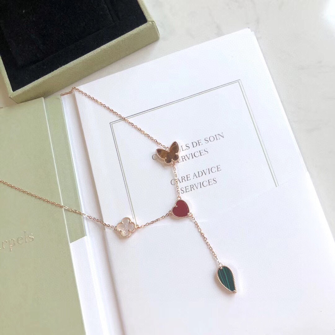 Dream LUCKY SPRING 4 MOTIFS ROSE GOLD NECKLACE