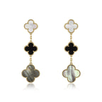Dream CLOVER EARRINGS GOLD ONYX MOP 3 MOTIF