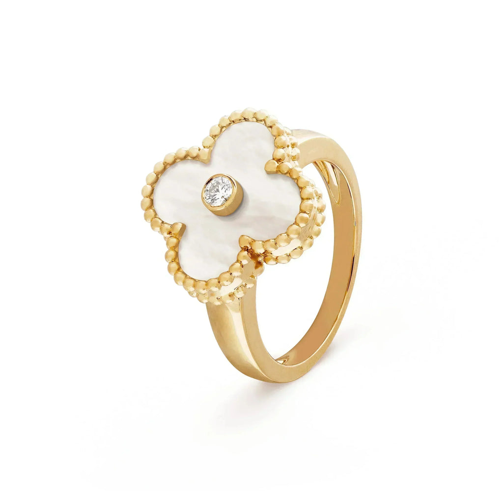 Traum CLOVER ROSA PERLMUTT RING GOLD DIAMANT