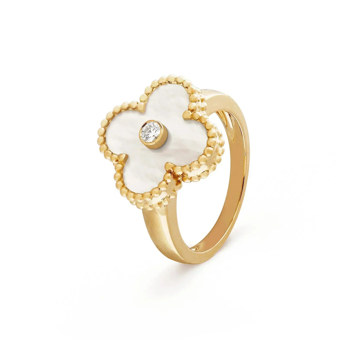 Traum CLOVER ROSA PERLMUTT RING GOLD DIAMANT